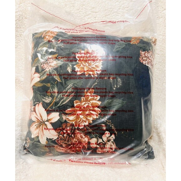 Studio McGee Oversize Printed Floral Square Throw Pillow Moss/Clay Pink/Cream - Picture 4 of 4